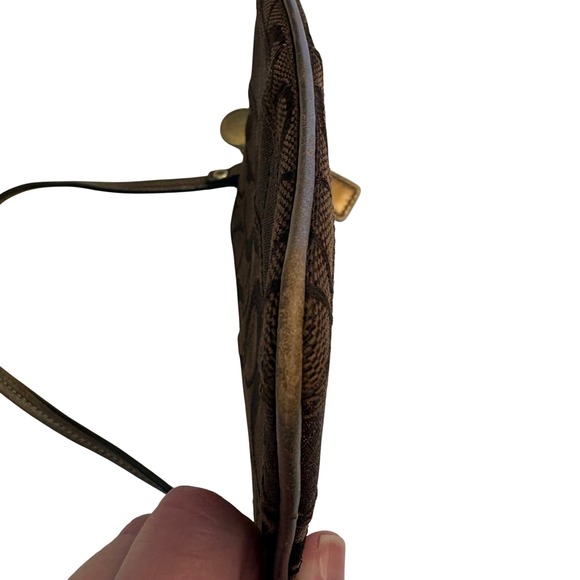 Coach Wristlet Signature C Brown Bronze Gold - Picture 4 of 8